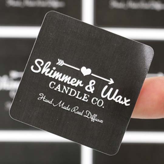 material paper labels shimmer wax