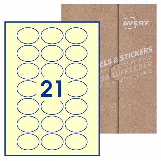 Avery Blank Labels_50 x 37mm Oval Labels - Cream Textured Labels