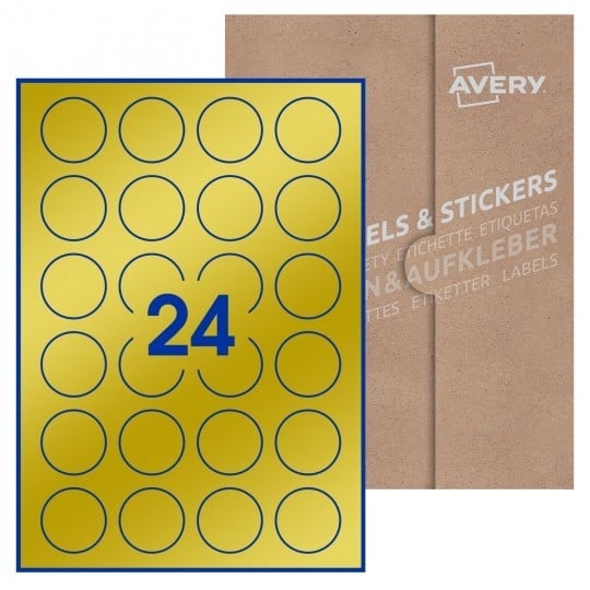 Avery Blank Labels_40mm Round Labels - Metallic Gold Paper