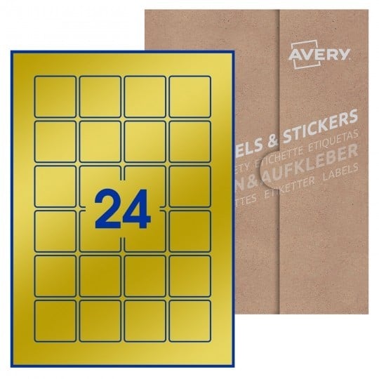 Avery Blank Labels_40 x 40mm Square Labels - Metallic Gold Paper