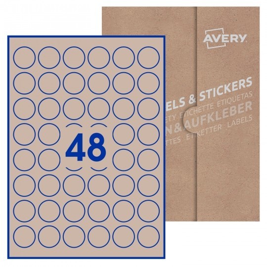 Avery Blank Labels_30mm Round Labels - Recycled Brown Kraft Paper