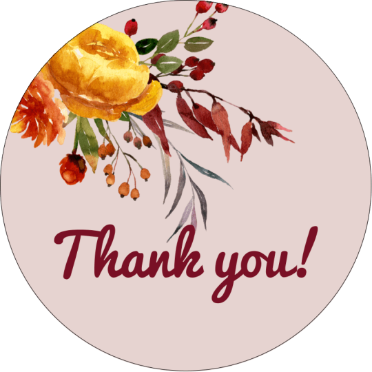 Thank you floral label sticker template