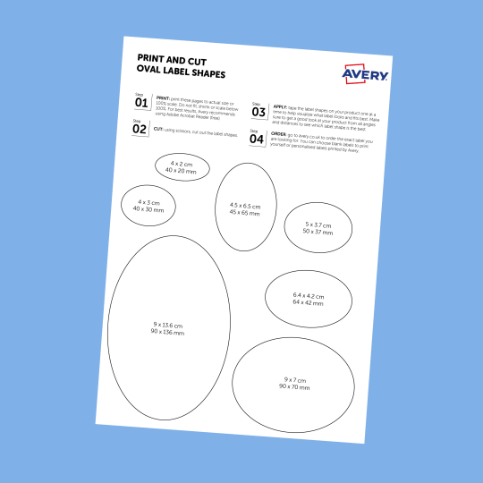 Oval Label Sizes