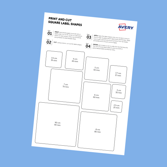 Square label size guide print out avery