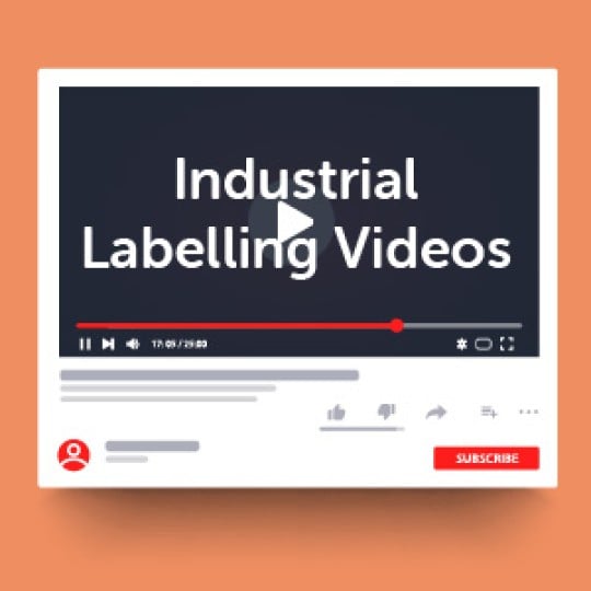 Industrial Labelling Videos, YouTube cover on orange background