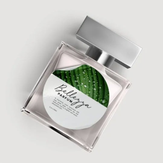 Perfume bottle with removable lable