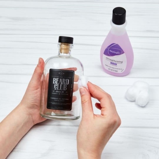 Nail polish remover to remove labels