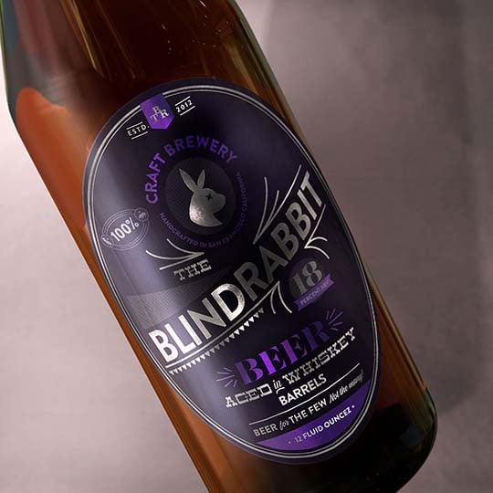 Silver beer bottle label