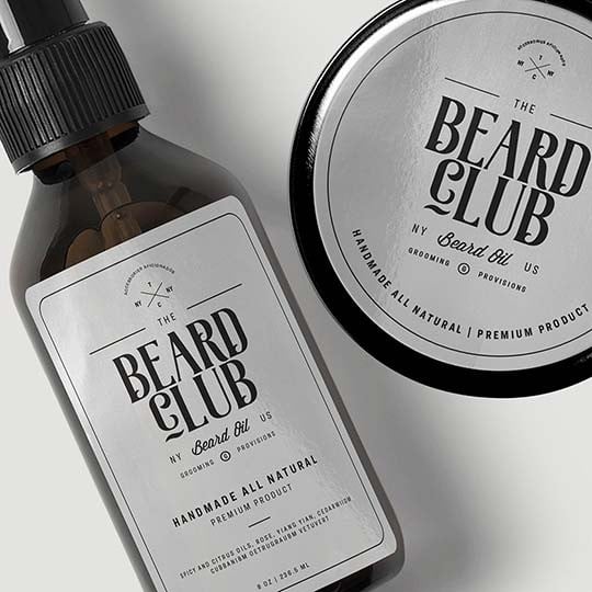 Silver beard club cosmetic label