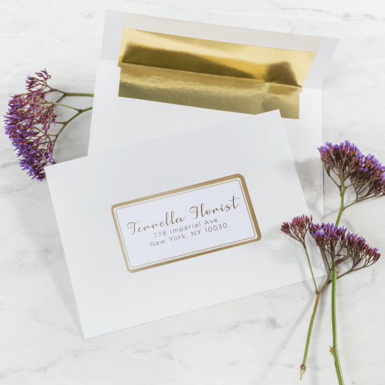 rectangle gold labels address
