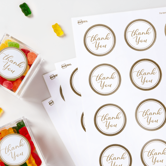gold thank you sticker