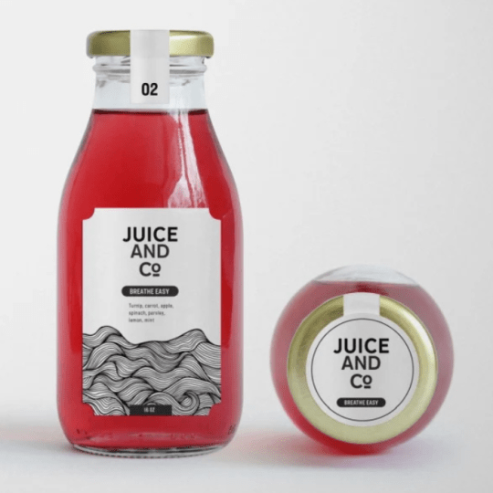 Product Labels - Red juice and Co applied
