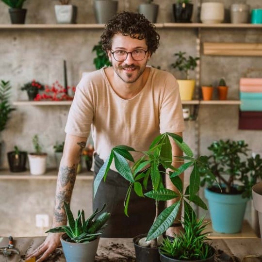 green lifestyle plant man
