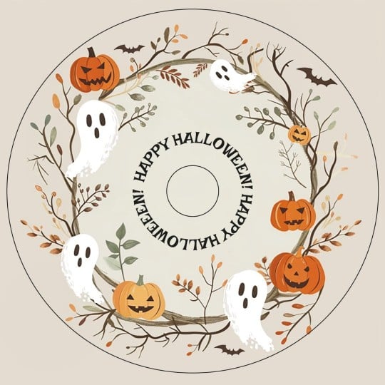 Avery Ghost Pumpkin Wreath Halloween Template Design