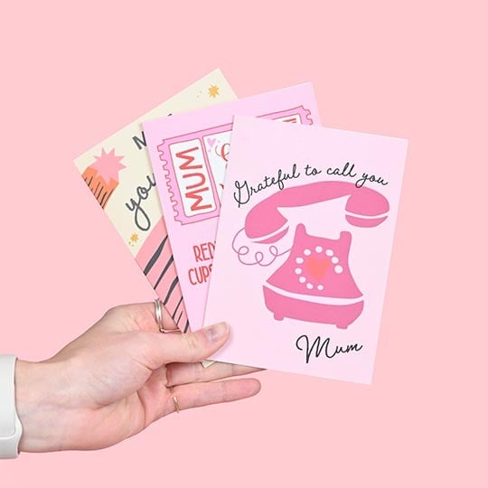 Mothers Day - hand holding 3 card designs