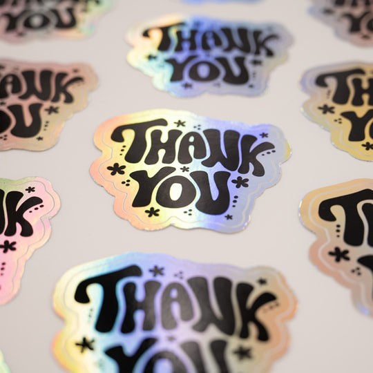 holographic stickers thank you