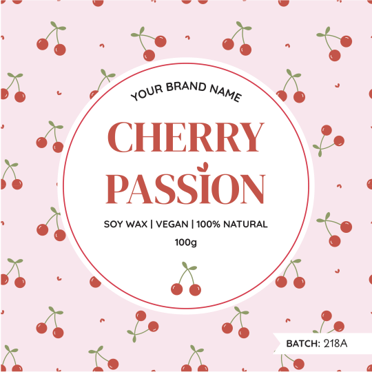 Summer candle label cherry passion