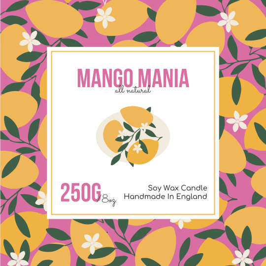 summer candle label mango mania