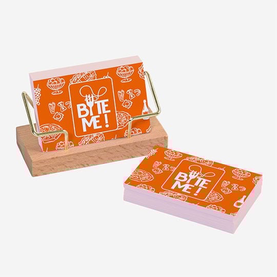 Printed business card for food company