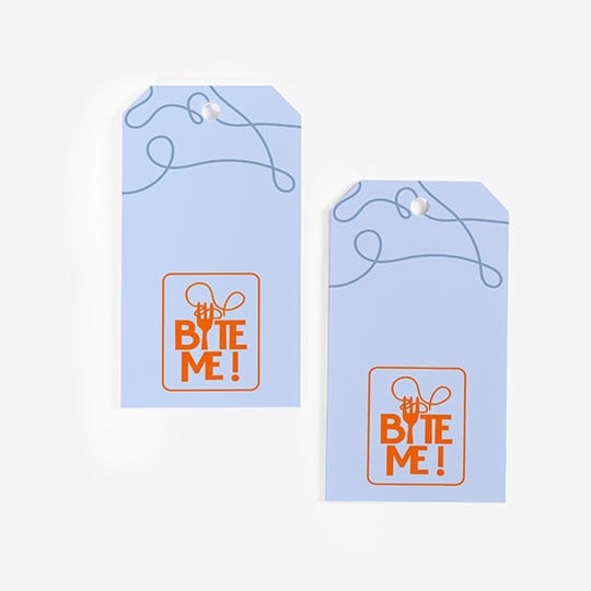 Customer printed swing tags for catering company