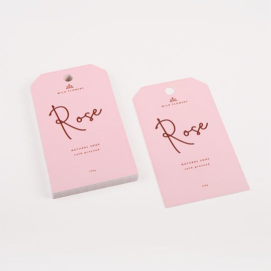 Swing tags pink rose brand