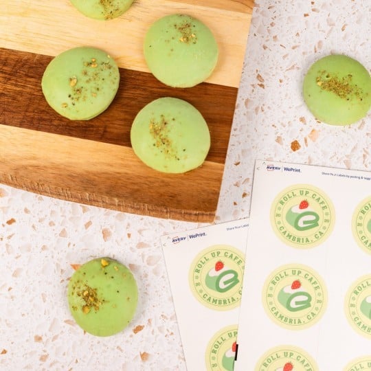 macarons labels on sheet