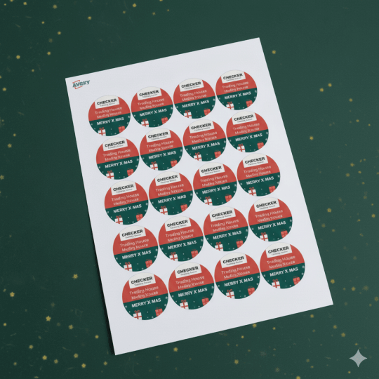Personalised Christmas labels on sheets