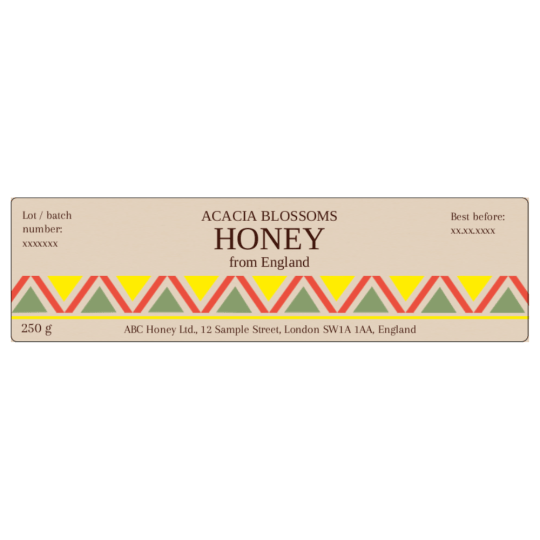 DPLE: Artistic honey label, 125 x 35 mm