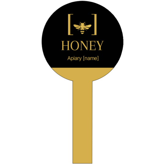 Elegant honey label, measuring 40 x 100 mm.