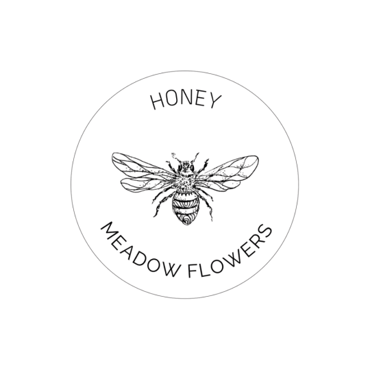 Timeless honey label, 60 mm in size.
