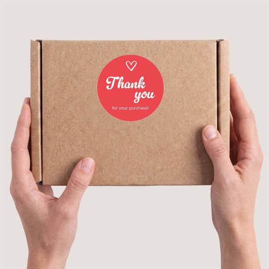 Thank you sticker on box