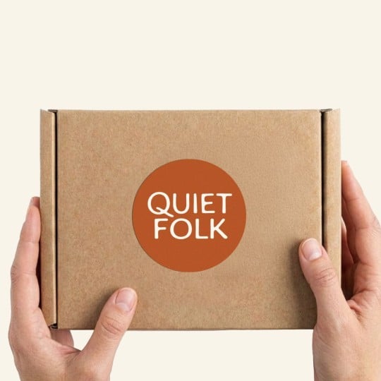 Quiet Folk Sticker on box