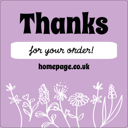 Square sticker: Thank you for your order.