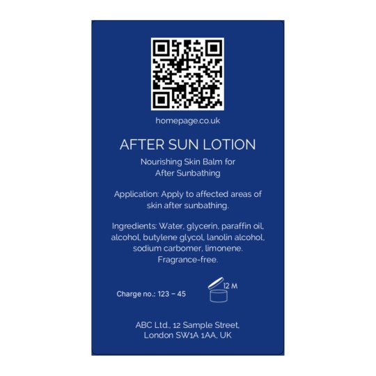 Sun Lotion Important Information Label 99.1 x 57mm