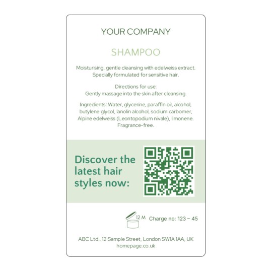 Shampoo Important Information Label 99.1 x 67.7 mm