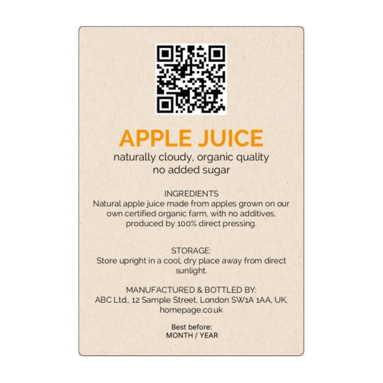 Apple Juice Important Information 74 x 105 mm