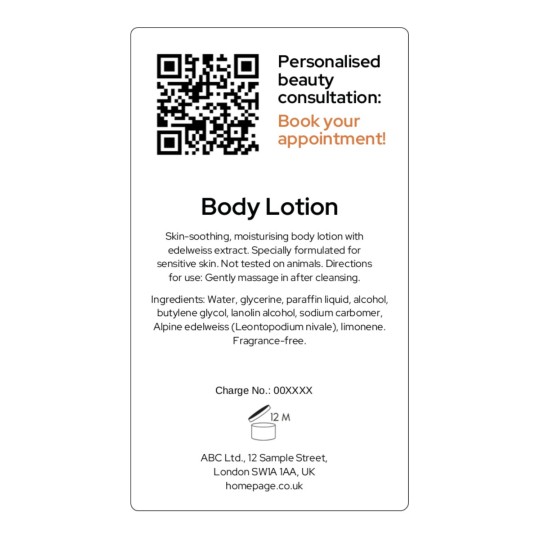 Lotion Important Information Label 99.1 x 57 mm