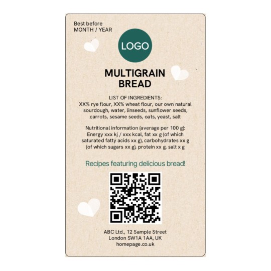 Bread Important Information Label 99.1 x 57 mm