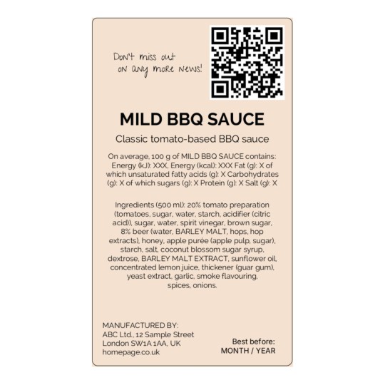BBQ Sauce Important Information Label 99.1x67.7mm