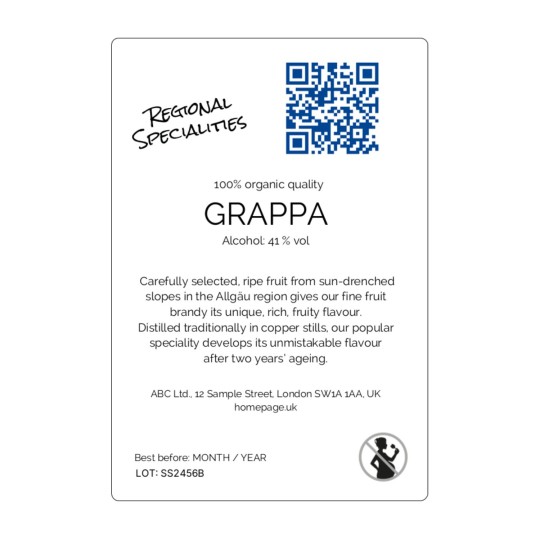 Alcohol Label Important Information 74 x 105 mm 