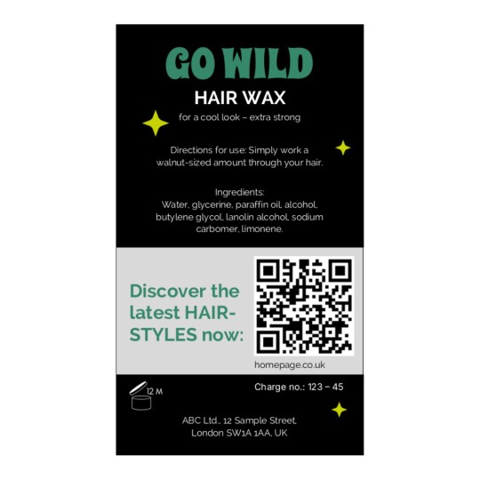 Hair Wax Important Information Label 99.1 x 67.7mm
