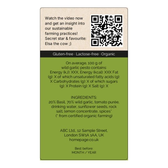 Pesto Important Information Label 99.1 x 57 mm