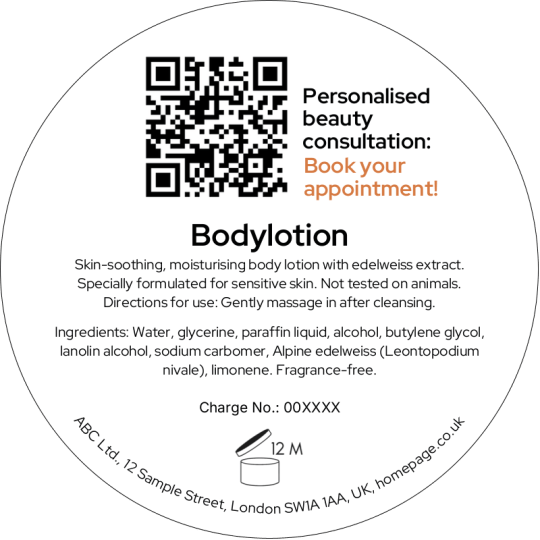 Lotion Important Information Label 80 mm