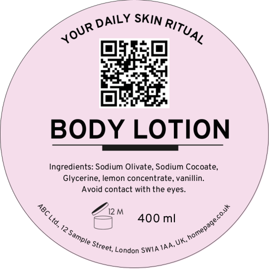 Pink Lotion Important Information Label 80 mm
