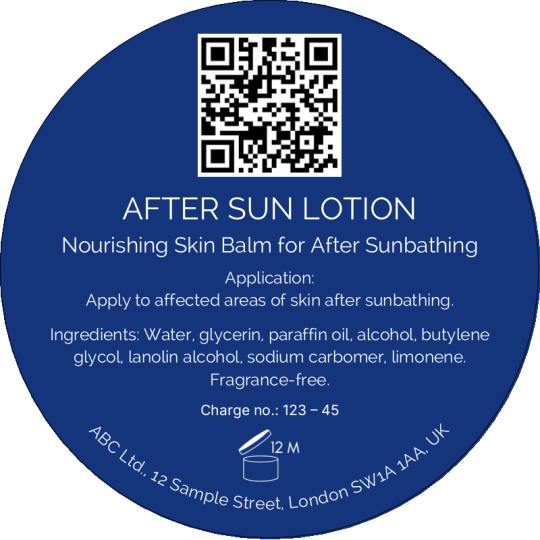 Sun Lotion Important Information Label 80 mm
