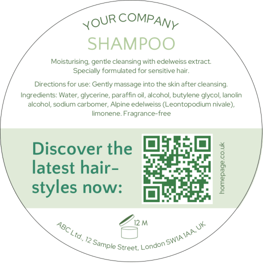 Shampoo Important Information Label 80 mm