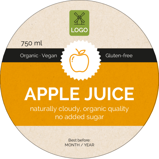 Customisable Apple Juice Label 100 mm 