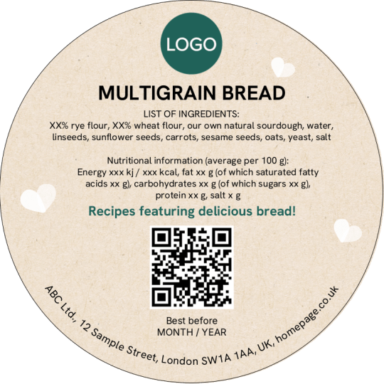 Bread Important Information Label 100 mm