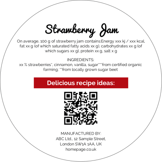 Jam Label Information Label 100 mm