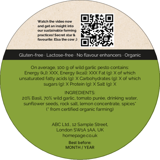 Pesto Information Label 100 mm
